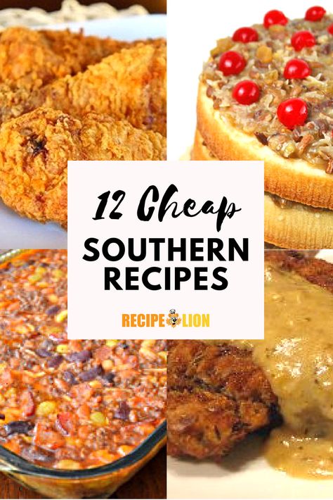 12 Cheap Southern Recipes: These cheap Southern recipes put the "soul" into "soul food!" #recipes #southernfood #cheaprecipes Cheap Southern Recipes, Easy Southern Recipes, Southern Cooking Soul Food, Easy Meals On A Budget, Barbie Outfits Ideas, Southern Meals, Cooking Soul Food, Soul Food Recipes, Southern Comfort Recipes