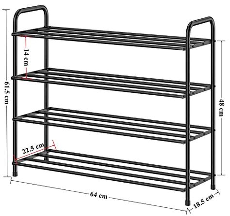 Buy Plantex GI Metal Shoe Rack/Shoe Stand/Storage Organizer - 4 Big Shelves - Stand (Black) at Best price Now - 2023 Check more at https://shopnow.americawebmart.com/buy-plantex-gi-metal-shoe-rack-shoe-stand-storage-organizer-4-big-shelves-stand-black-at-best-price-now-2023/ Iron Shoes Stand Design, Metal Shoe Rack Design, Shoe Rack Measurements, Big Shelves, Books Stand, Shoe Rack For Home, Main Gates, Welded Metal Projects, Shoe Stand