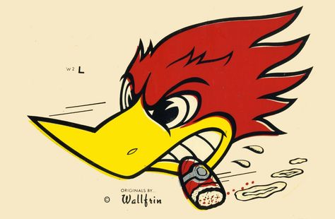 1960's WILD WOODPECKER decal by Wallfrin Auto Decals Graphics, Bike Tattoo Ideas, Hot Rod Tattoo, Bike Tattoo, Kustom Kulture Art, Rockabilly Art, Pinstripe Art, Ed Roth, Hot Rod Art