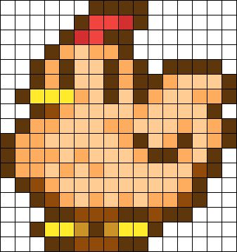 Stardew Valley Chicken Pixel Art, Stardew Valley Pixelart, Perler Stardew Valley, Stardew Valley Characters Pixel, Alpha Patterns Stardew Valley, Stardew Valley Blanket, Perler Bead Grid Patterns, Stardew Valley Embroidery Patterns, Pixel Art Pattern Stardew Valley