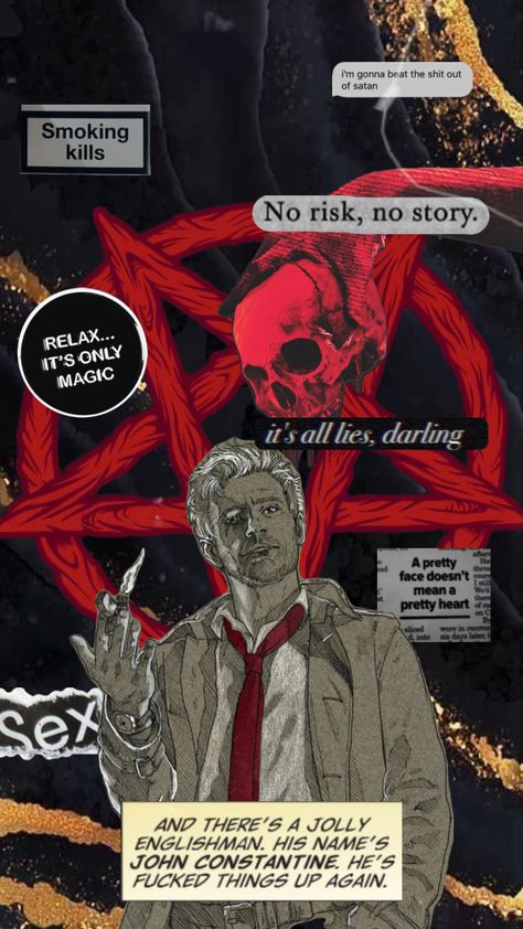 #johnconstantine John Constantine Wallpaper, Hellblazer Comic, Matt Ryan Constantine, Constantine Hellblazer, Tattoo Board, John Constantine, Gas Masks, Funny Shows, Retro Comic