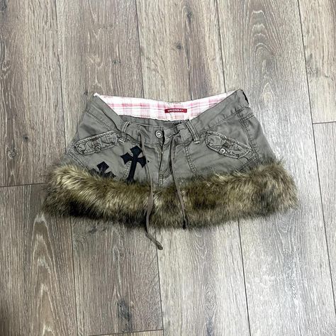 upcycled gyaru fur mini skirt 
ON HOLD DO NOT... - Depop Fur Skirt Outfit, Fur Mini Skirt, Gyaru Mcbling, Depop Clothes, Y2k Gyaru, Fur Skirt, Fur Clothing, Funky Outfits, Womens Khakis