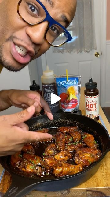 Evan Martin on Instagram: "Sticky Adobo chicken wings 🍗 Ingredients: 2 pounds chicken wings 1/2 a teaspoon cinnamon 1/4 a teaspoon nutmeg 3 tablespoons soy sauce 2 tablespoons rice wine vinegar 3 tablespoons @mikeshothoney 1 cup water 2 tablespoons brown sugar 6 cloves of garlic (grated) Salt and pepper to taste. Preparation: To a large bowl, add your wings and all the above seasonings along with the grated garlic. Allow this mixture to marinate for at least 30 minutes overnight is best. To a hot cast iron add your chicken wings and sear until golden brown on both sides. Add your marinade to the skillet and reduced by half cooking chicken wings to 165°F Once your chicken wings have reached an internal temperature of 165°F broil on high for 60 to 90 seconds, or until the wings are sticky Adobo Chicken Wings, Valentines Cocktails Drink Recipes, Valentines Cocktails, Sticky Chicken Wings, Cooking Chicken Wings, Valentine Cocktails, Cooking Chicken, Stove Top Recipes, Adobo Chicken