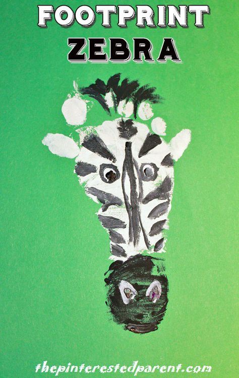 Footprint Zebra - animal footprints A - Z - Z is for zebra Letter Z Crafts, Zebra Craft, Safari Crafts, Jungle Crafts, Zoo Crafts, Zoo Animal Crafts, Zoo Art, Animal Footprints, Baby Art Projects