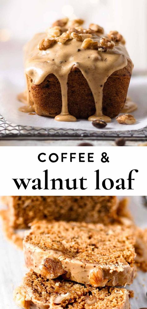 Coffee And Walnut Loaf Cake, Walnut Loaf Cake, Walnut Dessert, Coffee Cake Loaf, Vegan Loaf, Walnut Loaf, Coffee Icing, Coffee And Walnut Cake, Loaf Cake Recipes