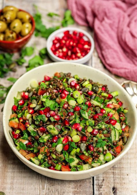 Puy Lentil Tabouleh Salad Puy Lentils Recipes, Puy Lentil Recipes, Lentil Tabbouleh, Puy Lentil Salad, Idea For Lunch, Puy Lentils, Lentil Salad Recipes, Black Lentils, Tabbouleh Salad