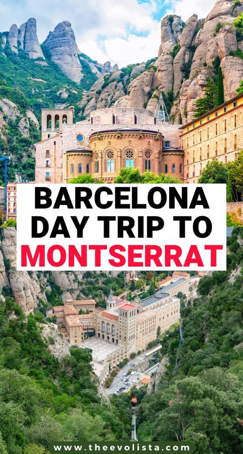 The Ultimate Travel Guide for a Day Trip to Montserrat Spain | How to Plan a Day Trip to Montserrat from Barcelona | Mistakes to avoid at Montserrat | Best Barcelona Day Trips | Best Montserrat Hiking Trails | Hiking Montserrat Spain | Europe Hiking | Tips and Tricks for Visiting Montserrat | How to take the train to Montserrat from Barcelona | How to plan your day at Monserrat for a half day or full day trip #montserrat #barcelona #catalunya #spain #europe #traveltips #hiking Barcelona Day Trips, Day Trip From Barcelona, Portugal Lagos, Retirement Activities, Barcelona Guide, Barcelona Travel Guide, Barcelona Spain Travel, Portugal Vacation, Spain Trip