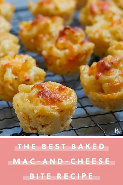 Baked Mac And Cheese Cups Muffin Tins, Mini Baked Mac And Cheese, Stuffed Mac And Cheese, Cubed Cheese Appetizers, Bacon Mac And Cheese Bites, Mac And Cheese Balls Baked, Mac N Cheese Bites Baked, Baked Mac And Cheese Recipe Christmas, Mac N Cheese Cupcakes