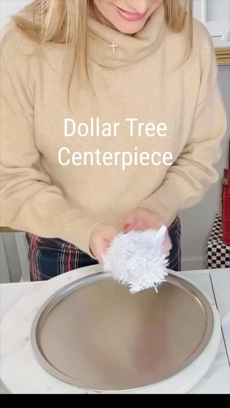 Olivia Parazine | Create a cute centerpiece on a budget with this easy DIY Dollar Tree project—perfect for any occasion! ☃️✨ #DollarTreeDIY #CenterpieceIdeas... | Instagram Dollar Tree Centerpieces Diy Party Ideas, Dollar Tree Christmas Tree Centerpiece, Dollar Tree Table Centerpiece Christmas, Dollar Store Christmas Centerpieces, Dollar Tree Table Centerpiece, Dollar Tree Christmas Centerpieces Diy, Dollar Store Centerpiece Ideas, Dollar Tree Birthday, Dollar Tree Ideas