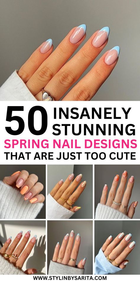 spring nail ideas Spring Nails One Color, Spring Nails Easy, Nails One Color, Gel Nails Cute, Easy Spring Nails, Spring Gel Nails, Spring Nail Ideas, Nails Dip, Cute Short Nails