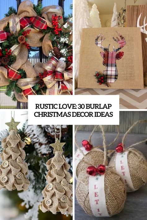 rustic love 30 burlap christmas decor ideas cover Diy Christmas Gifts Dollar Tree, Burlap Christmas Decor, Burlap Christmas Crafts, Hessian Crafts, Burlap Decorations, Burlap Christmas Decorations, Burlap Christmas Ornaments, Burlap Ornaments, Burlap Trees