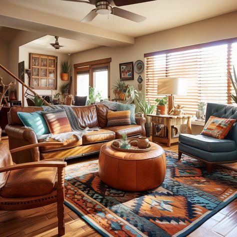 Midcentury Western Decor, Eclectic Southwestern Interior Design, Southwest Living Room, Southwestern Living Room, Eclectic Decor Modern, Tiny House Decor, Relaxation Room, Living Room Makeover, Living Room Decor Apartment