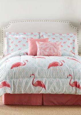 Home Accents Flamingo 6-Piece Bed-In-A-Bag - Pink - Twin Flamingo Bedding, Linen Comforter, Twin Comforter Sets, Flamingo Decor, Basket And Crate, Home Decor Baskets, Twin Comforter, King Comforter Sets, Bed In A Bag