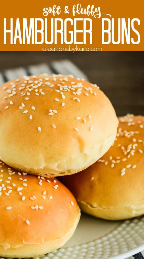 Better than anything you can buy at the store, these Homemade Hamburger Buns will take all your burgers and sandwiches to the next level! Soft and flavorful, they are a game changer! #homemadehamburgerbuns #homemadebuns @Creations by Kara Hamburg Buns Recipe, Mini Hamburger Buns, Soft Hamburger Bun Recipe, Hamburger Buns Homemade, Soft Hamburger Buns, Burger Bun Recipe, Hamburger Buns Recipe, Burger Buns Recipe, Hamburger Bun Recipe