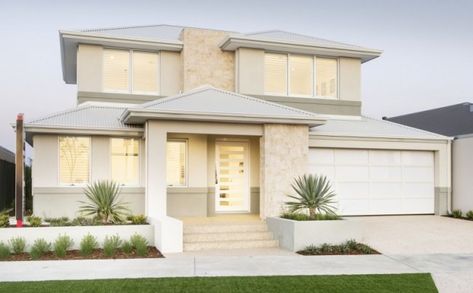 home design by Ben Trager Homes Elevation Colours, Double Storey House, 2 Storey House Design, Hampton Style, Two Story House, Storey Homes, Beautiful House Plans, Hamptons House, House Front Design