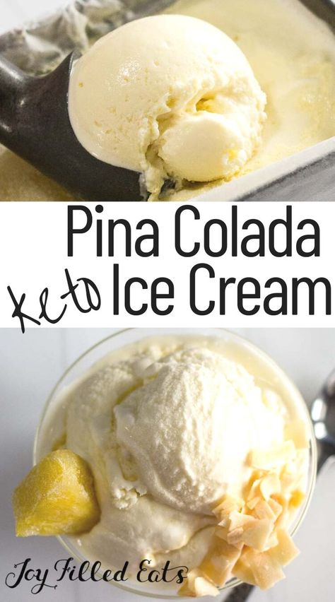 Keto Pina Colada, Pina Colada Ice Cream, Low Carb Ice Cream Recipe, Kitchenaid Recipes, Blend Jet, Freeze Cream, Marshmallow Brownies, Sugar Free Ice Cream, Pineapple Ice Cream