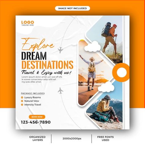 Travel Company Social Media Post, Travel Agent Flyer, Travel Social Media Posts Design, Travel Instagram Post, Travel Graphics, Poster Design Kids, Travel Advertising Design, Instagram Content Ideas, Template Instagram Post