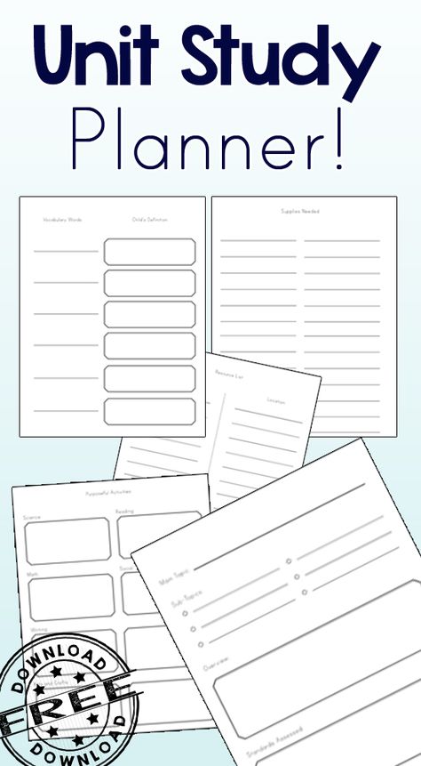 The perfect Unit Study Planner!! I love how simple and concise this is while being so useful!! Monthly Homeschool Unit Studies, Unit Planning Template, Kindergarten Plan, Unit Study Planner, Unit Studies Homeschool, School Plan, Unit Studies, Lesson Planner, Homeschool Planner