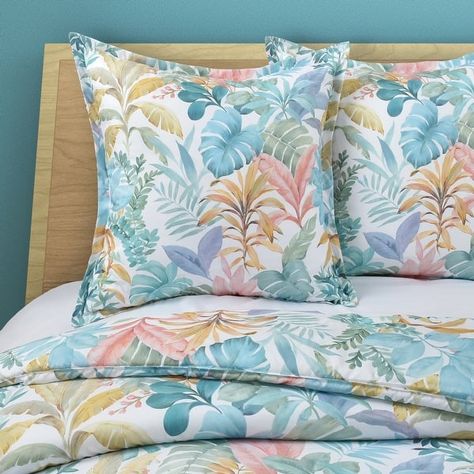 Bahama Euro Sham - Bed Bath & Beyond - 41289227 Tropical Bedroom Ideas, Tropical Bedding, Downstairs Bedroom, Patterned Bedding, Queens New York, Bedding Basics, Euro Sham, Euro Shams, Botanical Print