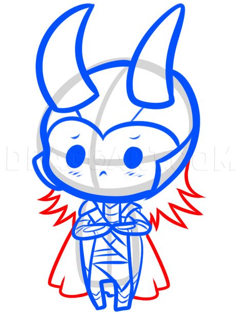 How To Draw Chibi Loki, Step by Step, Drawing Guide, by Dawn | dragoart.com Drawing On White Board, Marvel Doodles, Chibi Loki, How To Draw Chibi, Loki Drawing, Marvel Paintings, Lips Painting, Draw Chibi, Hand Lettering Worksheet