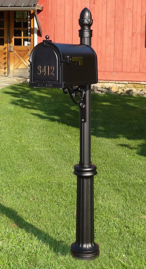 Cluster Mailboxes, Easy Garden Ideas, Home Mailboxes, Relaxing Garden, Contemporary Mailboxes, Black Mailbox, Mailbox Makeover, Neoclassical House, Architectural Mailboxes