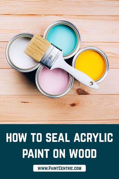 You'll use a clear sealer, like a polycrylic, to seal the paint on wood. I like to use Minwax Polycrylic Protective Finish to seal all of my projects. I apply with a nice paintbrush and let dry between coats. Sealing Wood, Minwax Polycrylic, Painted Wood Crafts, Seal Craft, Wood Sealer, Paint On Wood, Wood Steps, Acrylic Paint On Wood, Wood Art Projects