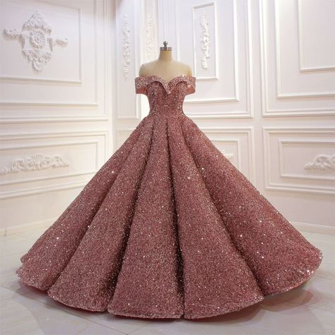 Pink Ballgown Dress, Gown For Debut, Ballgown Dress, Dress For Wedding Party, Quinceanera Themes Dresses, Muslimah Wedding Dress, Wedding Happy, Ball Gown Dress, Reception Gown