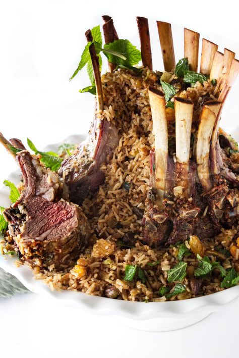 Crown Roast Rack of Lamb Crown Of Lamb, Cooking Rack Of Lamb, Crown Roast Recipe, Dimitras Dishes, Lamb Marinade, Crown Roast, Roast Rack Of Lamb, Marinated Lamb, Rack Of Lamb