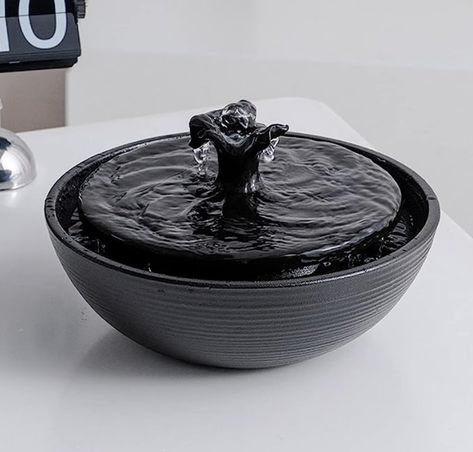 Can be used for Indoor and Outdoor Home Decoration. Healthy Material and Easy to Clean. Size : 9.25 inch(W) * 5.3 inch(H). Pump: Safety low voltage pump and 6 Inch Long wire. Table Top Water Fountains, Small Indoor Water Fountains, Ceramic Fountain, Indoor Tabletop Water Fountain, Black Gold Decor, Table Fountain, Coffee Table Pictures, Tabletop Water Fountain, Indoor Water Fountains