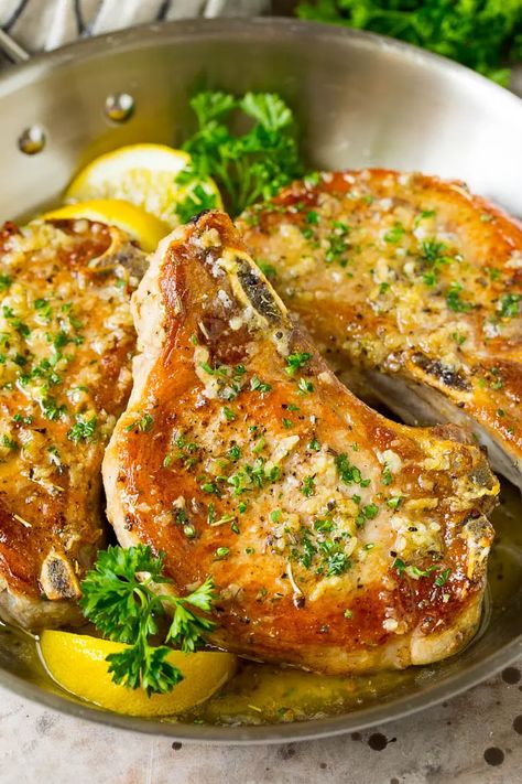 These baked pork chops are coated in garlic and herb butter, then oven roasted to golden brown perfection. Baked Thick Pork Chops, Thick Pork Chop Recipe, Oven Roasted Pork Chops, Oven Pork Chops, Perfect Pork Chops, Roast Pork Chops, Best Pork Chop Recipe, Easy Baked Pork Chops, Pork Roast In Oven