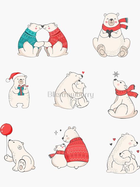 Polar Bear Doodle, Draw A Polar Bear, Polar Bear Drawing, Polar Bear Illustration, Christmas Polar Bear, Winter Drawings, Polar Bear Christmas, Bear Drawing, Drawing Step By Step