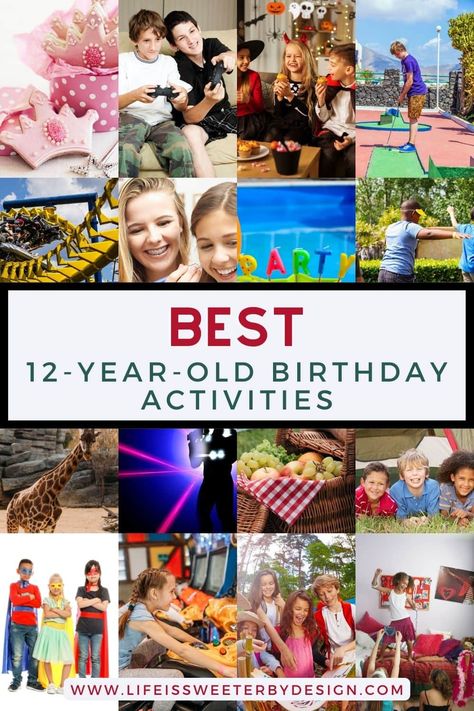 These activities for a 12 year old birthday party will have your kids excited. These ideas are fun! Check out this list & try something new! #party #birthdayideas via @sweeterbydesign Birthday Ideas For 12 Year Girl, Birthday Party Ideas For Nine Year Olds, 10yrs Old Birthday Ideas, Birthday Party Games For 10 Year Girl, 12 Year Birthday Party Ideas, 10 Years Old Birthday, 10 Yesr Old Girl Birthday Ideas, Fall Birthday Parties, Girl Bday Party