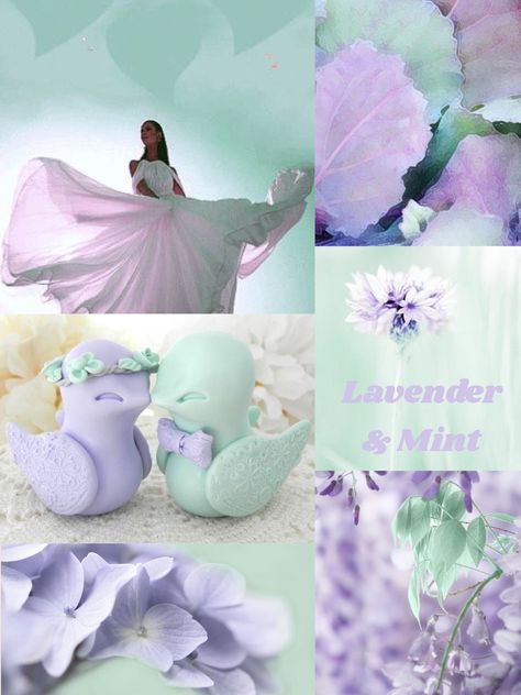 Lavender and Mint Mint Lavender Aesthetic, Lavender Mint Color Palette, Mint Green And Purple Wedding Theme, Lavender And Mint Bedroom, Mint Green Wedding Decorations, Lavender And Mint Wedding, Light Green And Lavender, Lavender Wedding Decorations, Mint And Lilac