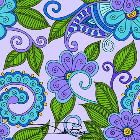 Debi Payne Designs, Doodle Flowers, Motif Batik, Folk Design, Mandala Design Art, Designs Patterns, Tole Painting, Flower Doodles, Color Pencil Art