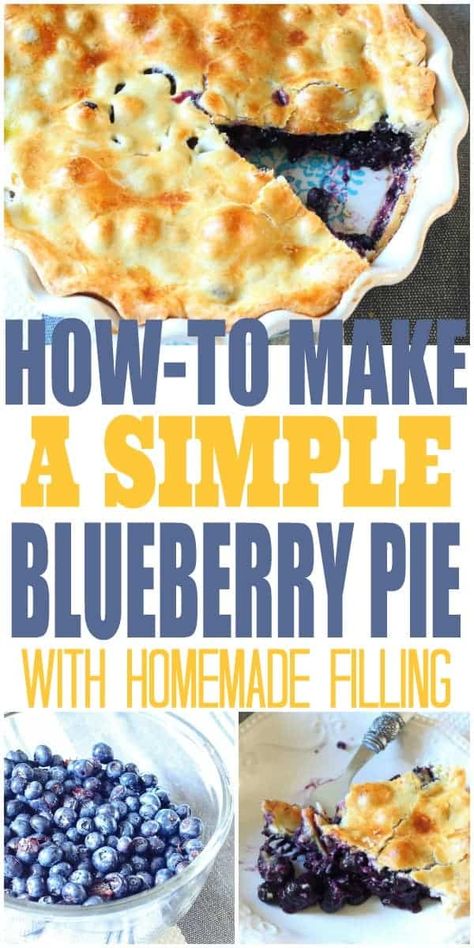 Easy Blueberry Pie Recipe, Blueberry Pie Filling Recipes, Easy Blueberry Pie, Fresh Blueberry Pie, Blueberry Pie Recipe, Homemade Blueberry Pie, Lattice Crust, Blueberry Filling, Pie Filling Recipes