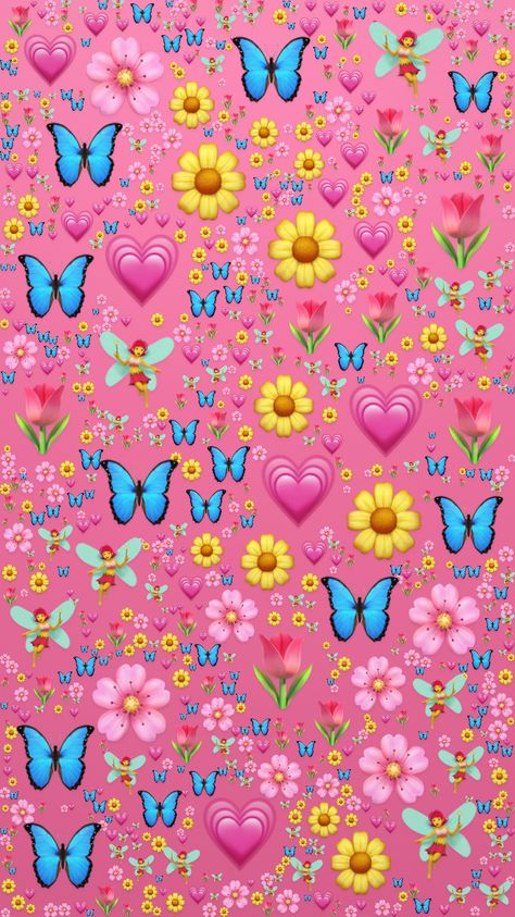 Chat Wallpaper Backgrounds, Iphone Wallpaper Emojies, Cute Girly Emojis, Wallpaper Backgrounds Emojis, Pink Emoji Background, Whatsapp Wallpaper Backgrounds, Butterfly Emoji Iphone, Smile Wallpaper Emoji Pink, Chat Wallpaper Whatsapp