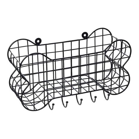 House of Paws Bone Shaped Wall Storage Basket with Dog Lead Hooks (Large): Amazon.co.uk: Kitchen & Home Wire Storage Shelves, Dog Lead Hook, Wall Basket Storage, Basket Dog Bed, Dog Walking Accessories, Dog Storage, Small Animal Bedding, Household Gifts, Wall Storage Unit