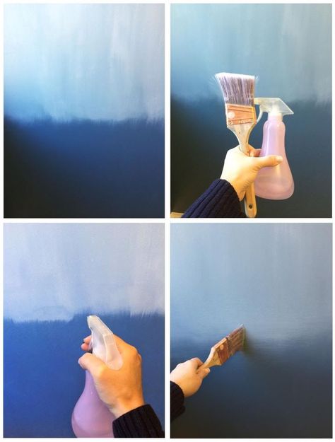 Wall Painting Techniques, Ombre Wall, Diy Wall Painting, Wall Paint Designs, Decor Minimalist, Blue Ombre, Mural Art, Wall Paint, Diy Wall Art