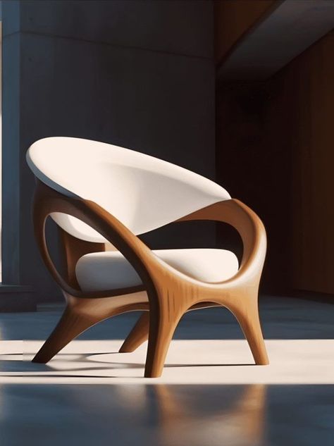 Modern Chair Design Unique, Organic Chair Design, Organic Furniture Design, Modern Wooden Chair, Organic Chair, Round Swivel Chair, Unique Chairs Design, Chair Design Wooden, Unique Furniture Design