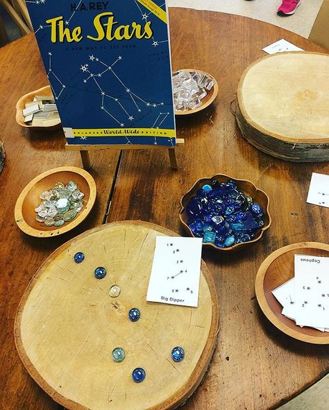 Child-led interest in constellations have emerged in Kinderland. We are excited to see children represent and share their learning with loose parts. #inspiredbyplay #tldsblearns #eytalking #reggioinspired #kindergarten #teachersofinatagram #teacherlife #earlyyears #ey Space Activities For Kids, Space Preschool, Montessori Science, Space Activities, Reggio Inspired, Invitation To Play, Max On, Preschool Science, Loose Parts