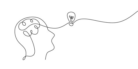 Think Different Illustration, Creative Thinking Illustration, Line Art Emotions, Human Thinking Illustration, Open Minded Illustration, Thinking Head Illustration, Pose Ideas Drawing, Mind Icon, Drawing Thinking