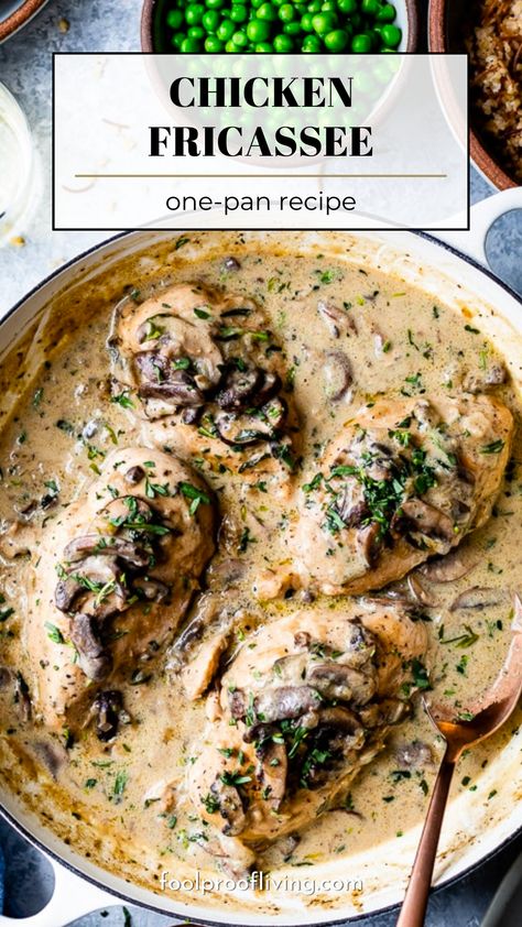 Creme Fraiche Recipe Dinners, Chicken And Mushroom Fricassee, French Roasted Chicken, Chicken Breast Recipes Comfort Food, Chicken Fricasse Recipe, Chicken Francese Recipe, French Chicken Recipes, Greek Yogurt Chicken Salad, Comfort Food Chicken