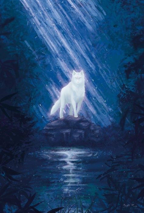 White Wolf Art Fantasy, Environment Landscape, Wolf Art Fantasy, Art Environment, Environment Painting, Waterfall Paintings, Wolf Print, Fantasy Wolf, Wolf Spirit Animal