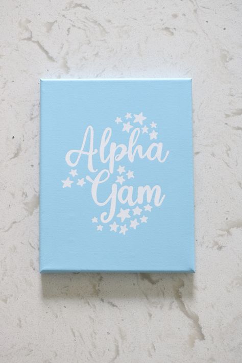 Sorority Canvas Butterfly, Alpha Gamma Delta Canvas Paintings, Blue Sorority Canvas, Simple Sorority Canvas, Alpha Phi Canvas Painting, Alpha Gamma Delta Canvas, Big Little Canvas Sorority, Big Little Canvas Ideas, Kappa Alpha Theta Canvas