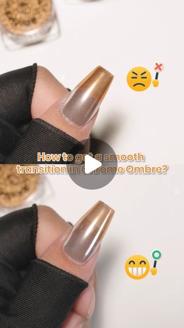 Beetles Gel Polish on Instagram: "💅How to get a smooth transition in Chrome Ombre?  ✨Using Beetles 2Pes Cold Silver Chrome Nail Powder  #beetlesgelpolish #nailhacks #chromepowder #chromenails #diynails #nailtutorial #trendynails #ombrenails" Chrome Ombre Nails Tutorial, How To Apply Chrome Powder To Nails, Ombre Chrome Nails Designs, Chrome Ombre Nails, Ombre Chrome, Ombre Chrome Nails, Ombre Nails Tutorial, Gel Nail Tutorial, Beetles Gel Polish