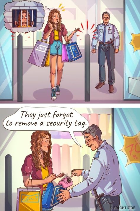 At Bright Side, we recalled awkward shopping situations and made comics out of them. Cursed Cakes, Her Cut, Brutally Honest, Mood Humor, Marriage And Family, Awkward Moments, The Funny, Bright Side, Married Life