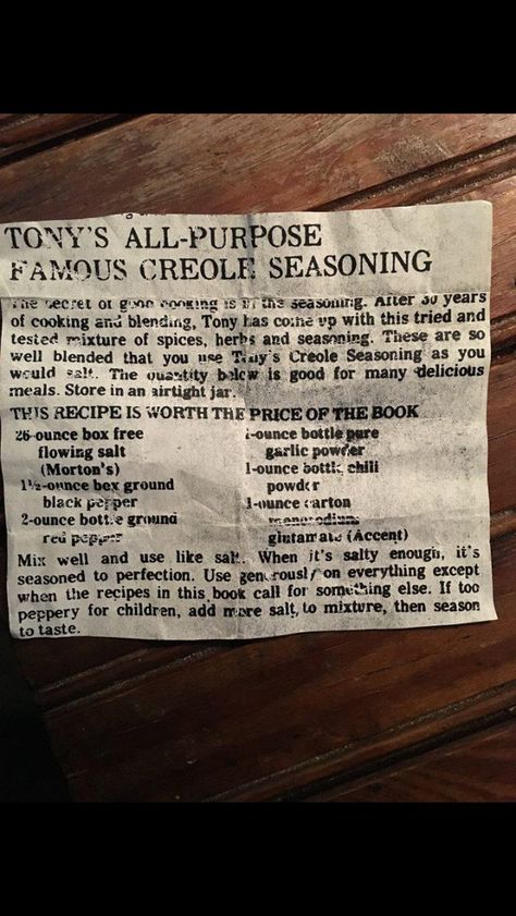 Tony Chachere’s Seasoning RECIPE Tony’s Seasoning Recipe, Tony Chachere Recipes, Tony Chachere Seasoning Recipe, Diy Seasonings, Goat Milk Recipes, Homemade Dry Mixes, Homemade Spice Mix, Spice Blends Recipes, Homemade Mixes