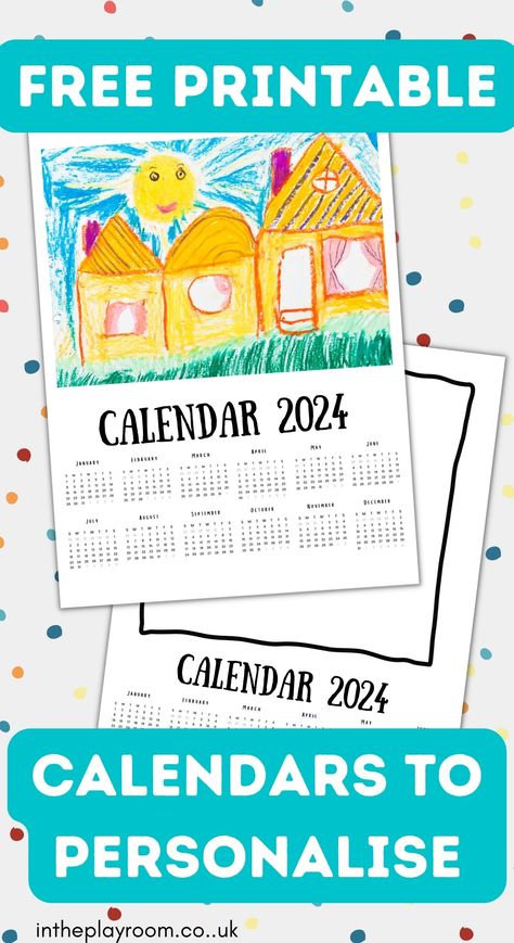 Free Printable 2024 Calendar Template for Kids to Design - In The Playroom Calender Template Printable 2023, Kids Calendar Printable Free, 2023 Calendar Printable Free, Christmas Eyfs, Printable Yearly Calendar, New Year's Eve Activities, Advent Ideas, Calendar For Kids, Personalised Calendar