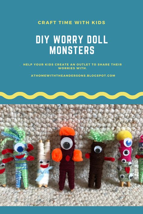 Googly Eye Crafts, Worry Pet, Easy Yarn Crafts, Happy Monster, Pom Crafts, Worry Dolls, Pom Pom Crafts, Voodoo Doll, Play Therapy