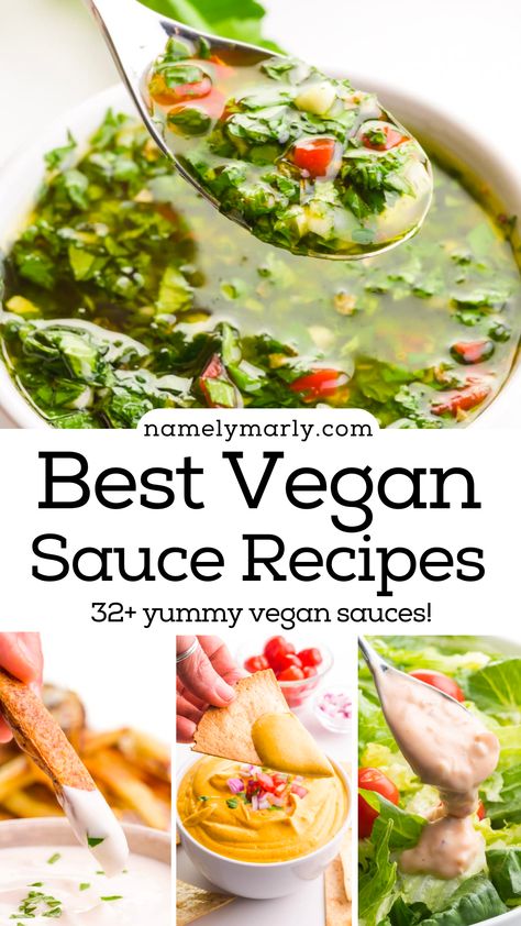 Elevate your meals with our mouthwatering collection of Vegan Sauce Recipes! 🌱🍝 From creamy cashew Alfredo to zesty avocado salsa, our sauces add a burst of flavor to any dish. Whether you're a seasoned vegan or just starting out, these easy-to-make sauces are a must-have in your recipe arsenal. Pin it now and transform your meals into a delectable culinary experience! 😋🌿 Best Vegan Sauces, Vegan Vegetable Sauce, Healthy Sauces For Vegetables, Vegan Sauce For Tacos, Vegan Sauces For Vegetables, Vegan Mexican Sauce, Vegan Sauces For Bowls, Vegan Dipping Sauce, Oil Free Vegan Sauces